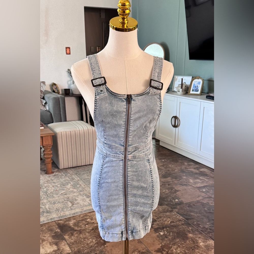 Free People Light Blue Denim Mini Dress